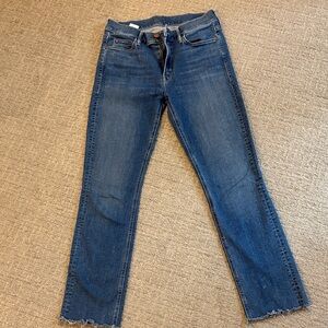 MOTHER The Mid Rize Dazzler Ankle Fray sz 29 Ankle Cropped Blue Jeans